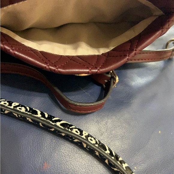 Nine West Angelina Chic Quilted Burgundy Double Compartments Crossbody Bag - Picture 9 of 14